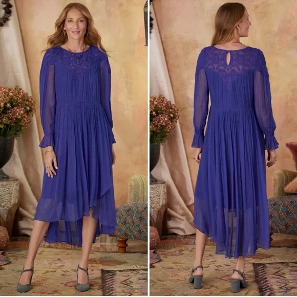 NWT Sundance Rivoli Dress In Lapiz Prairie Cottagecore size XL - Picture 1 of 10